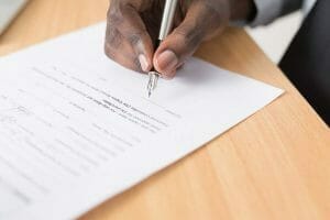 Hand writing on paper
