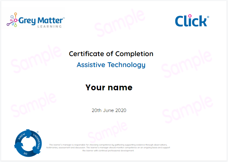 Certificate on Assistive Technology Course for Social Care Training