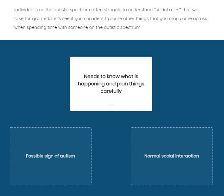 Autism screenshot3 Autism Awareness Course | Social Care eLearning Training | Grey Matter Learning