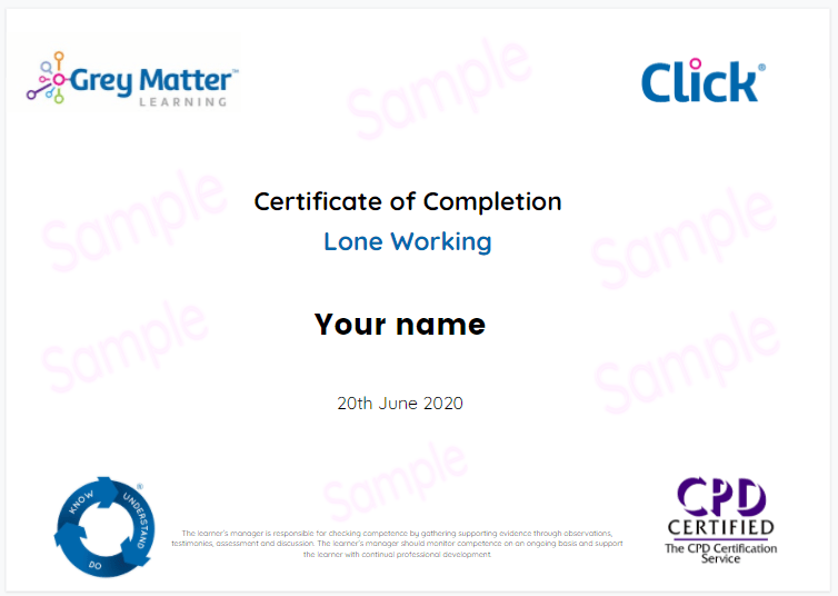 Certificate for Lone Working Course for Social Care Companies | Care Certificate eLearning