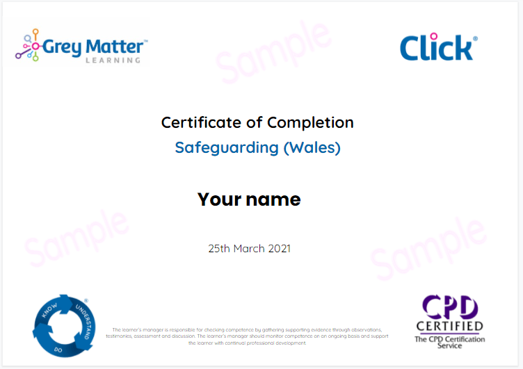 Safeguarding wales SAfeguarding Certificate CIW