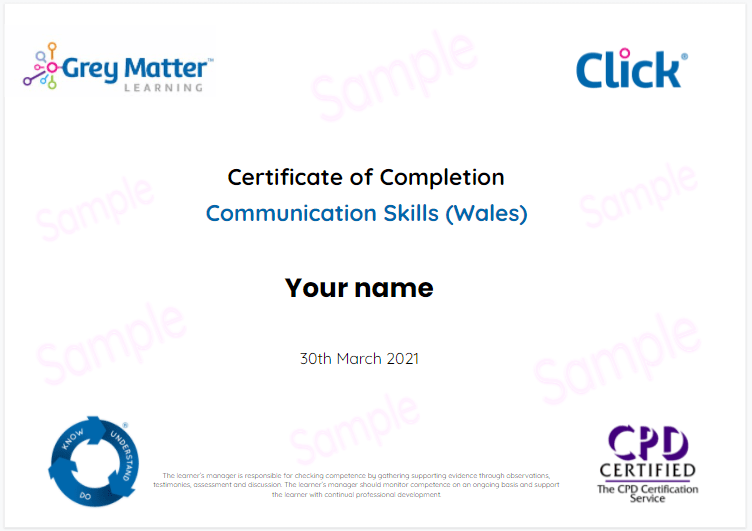 communication certificate Communication Wales certificate