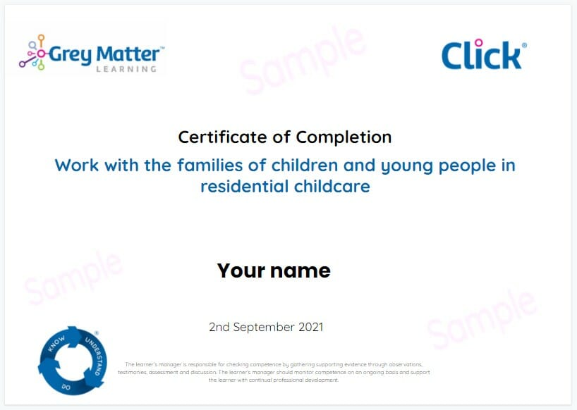 work with families certificate