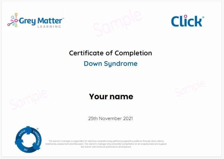 Down Syndrome Awareness Certificate