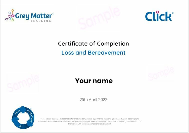 Loss and Bereavement Certificate