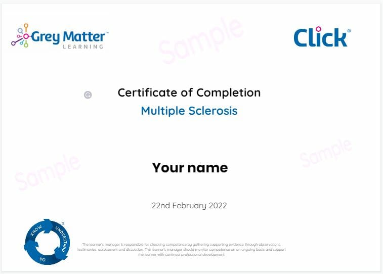 Multiple Sclerosis Certificate