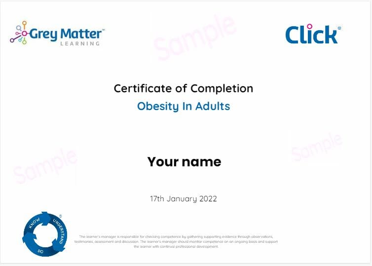 obesity in adults certificate