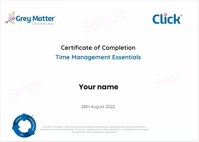 Time Management Essentials Certificate